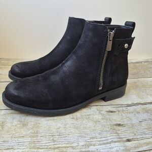 Clarks Memi Lo Black Ankle Boots, Nubuck Black Leather